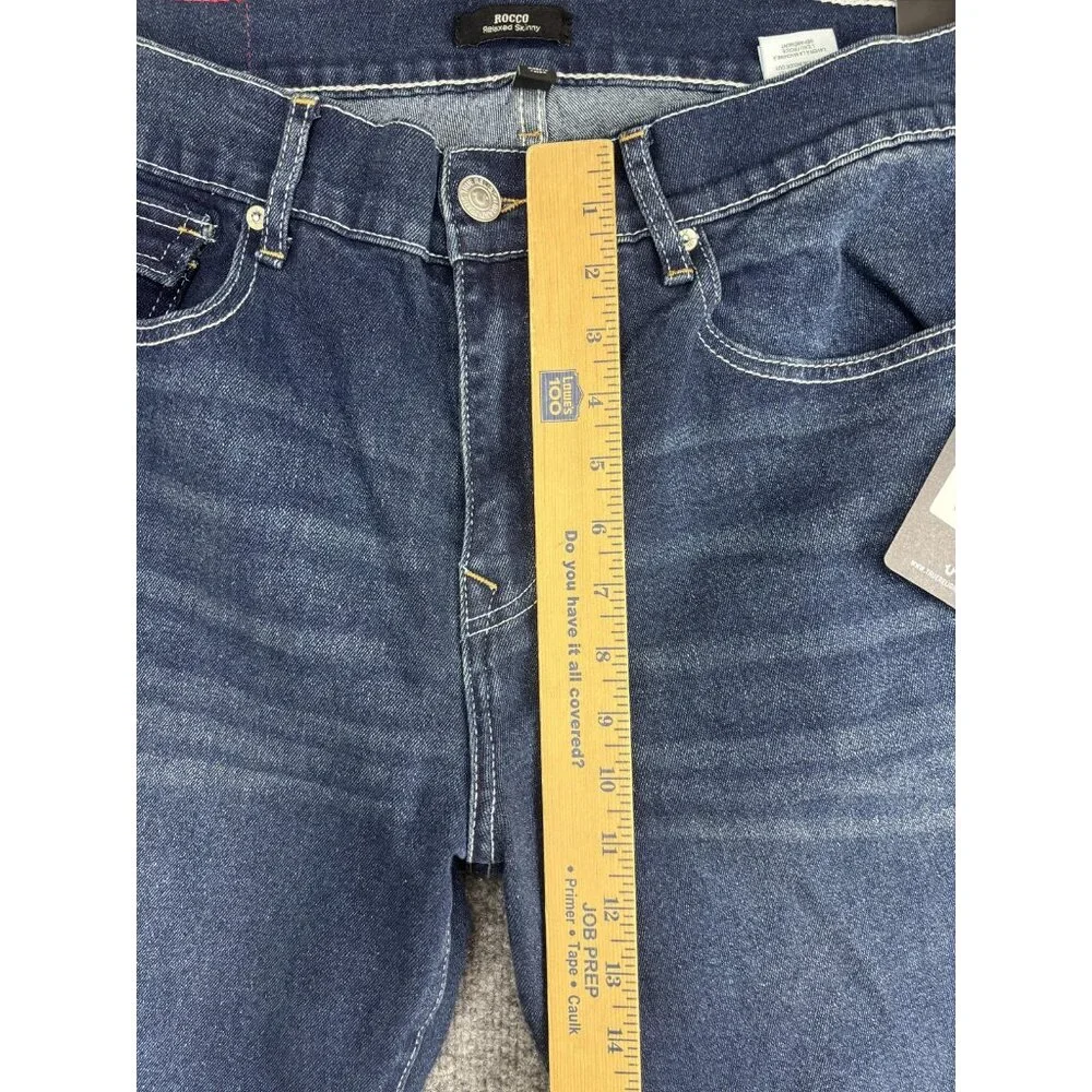 True‎ Religion Rocco Relaxed Skinny Jeans Mens 36x31 Dark Blue Stretch Denim